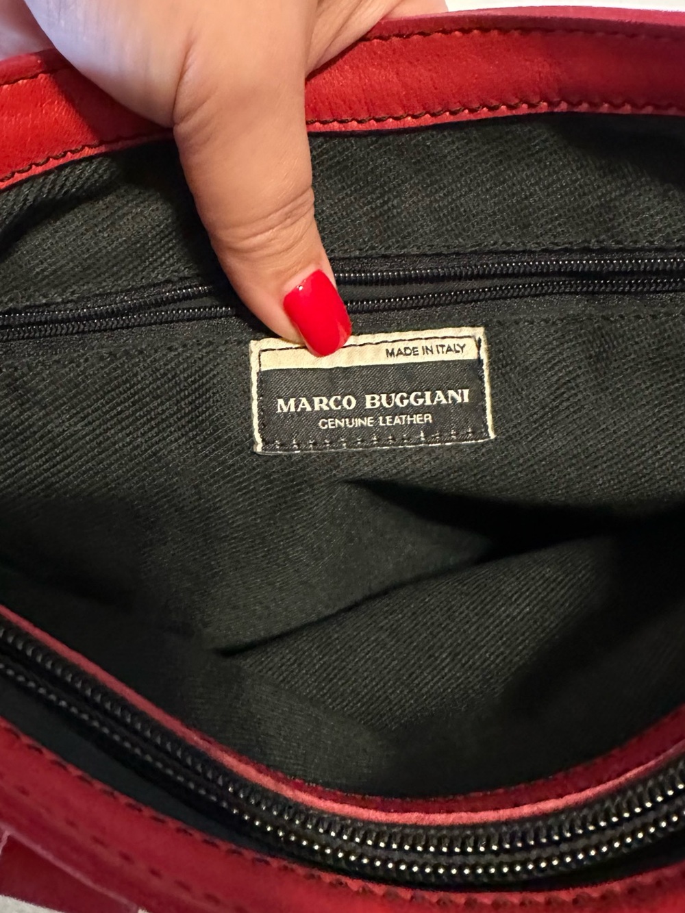 Marco Buggiani Red Genuine Leather Tote Bag Made in Italy - Picture 7 of 9